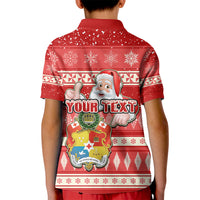 Custom Tonga Christmas Kid Polo Shirt The Santa Coat of Arms with Ngatu and Snow Pattern LT03 - Polynesian Pride