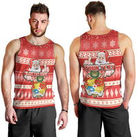 Custom Tonga Christmas Men Tank Top The Santa Coat of Arms with Ngatu and Snow Pattern LT03 - Polynesian Pride