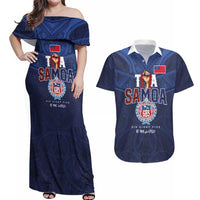 Custom Rugby Toa Samoa Couples Matching Off Shoulder Maxi Dress and Hawaiian Shirt Champions Six Eight Five - Polynesian Pride