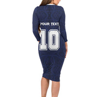 Custom Rugby Toa Samoa Long Sleeve Bodycon Dress Champions Six Eight Five - Polynesian Pride