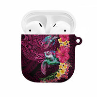 Hawaiian Plumeria and Hibiscus with Turtles AirPods Case Polynesian Art Red Color LT03 Red - Polynesian Pride