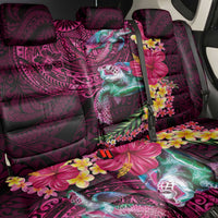 Hawaiian Plumeria and Hibiscus with Turtles Back Car Seat Cover Polynesian Art Red Color - Polynesian Pride