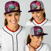 Hawaiian Plumeria and Hibiscus with Turtles Baseball Net Cap Polynesian Art Red Color LT03 - Polynesian Pride