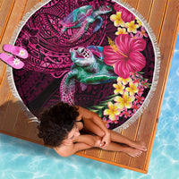 Hawaiian Plumeria and Hibiscus with Turtles Beach Blanket Polynesian Art Red Color LT03 - Polynesian Pride