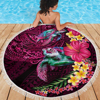 Hawaiian Plumeria and Hibiscus with Turtles Beach Blanket Polynesian Art Red Color LT03 - Polynesian Pride
