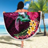 Hawaiian Plumeria and Hibiscus with Turtles Beach Blanket Polynesian Art Red Color LT03 - Polynesian Pride