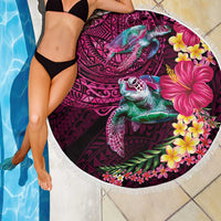 Hawaiian Plumeria and Hibiscus with Turtles Beach Blanket Polynesian Art Red Color LT03 - Polynesian Pride