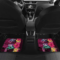 Hawaiian Plumeria and Hibiscus with Turtles Car Mats Polynesian Art Red Color - Polynesian Pride