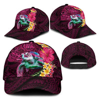 Hawaiian Plumeria and Hibiscus with Turtles Classic Cap Polynesian Art Red Color LT03 - Polynesian Pride