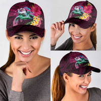 Hawaiian Plumeria and Hibiscus with Turtles Classic Cap Polynesian Art Red Color LT03 - Polynesian Pride