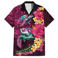 Hawaiian Plumeria and Hibiscus with Turtles Hawaiian Shirt Polynesian Art Red Color - Polynesian Pride