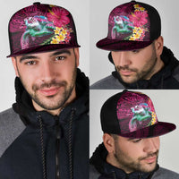 Hawaiian Plumeria and Hibiscus with Turtles Mesh Trucker Cap Polynesian Art Red Color LT03 - Polynesian Pride