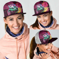 Hawaiian Plumeria and Hibiscus with Turtles Mesh Trucker Cap Polynesian Art Red Color LT03 - Polynesian Pride