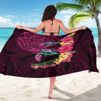 Hawaiian Plumeria and Hibiscus with Turtles Sarong Polynesian Art Red Color - Polynesian Pride