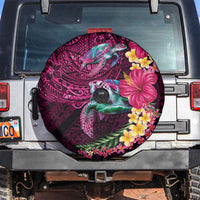 Hawaiian Plumeria and Hibiscus with Turtles Spare Tire Cover Polynesian Art Red Color - Polynesian Pride