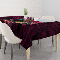 Hawaiian Plumeria and Hibiscus with Turtles Tablecloth Polynesian Art Red Color LT03 - Polynesian Pride