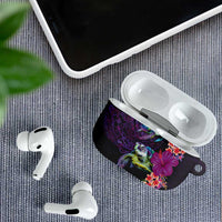 Hawaiian Plumeria and Hibiscus with Turtles AirPods Case Polynesian Art Purple Color - Polynesian Pride