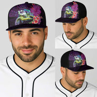Hawaiian Plumeria and Hibiscus with Turtles Baseball Net Cap Polynesian Art Purple Color LT03 - Polynesian Pride