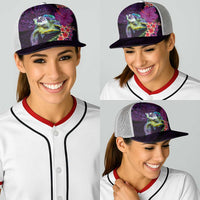 Hawaiian Plumeria and Hibiscus with Turtles Baseball Net Cap Polynesian Art Purple Color LT03 - Polynesian Pride