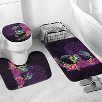 Hawaiian Plumeria and Hibiscus with Turtles Bathroom Set Polynesian Art Purple Color - Polynesian Pride