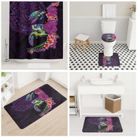 Hawaiian Plumeria and Hibiscus with Turtles Bathroom Set Polynesian Art Purple Color - Polynesian Pride
