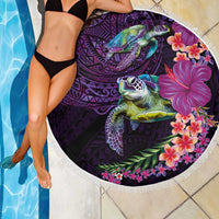 Hawaiian Plumeria and Hibiscus with Turtles Beach Blanket Polynesian Art Purple Color LT03 - Polynesian Pride