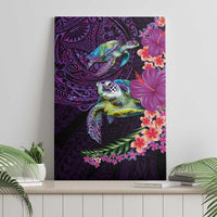 Hawaiian Plumeria and Hibiscus with Turtles Canvas Wall Art Polynesian Art Purple Color - Polynesian Pride