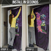 Hawaiian Plumeria and Hibiscus with Turtles Door Cover Polynesian Art Purple Color - Polynesian Pride