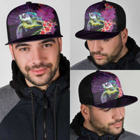 Hawaiian Plumeria and Hibiscus with Turtles Mesh Trucker Cap Polynesian Art Purple Color LT03 - Polynesian Pride