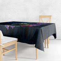 Hawaiian Plumeria and Hibiscus with Turtles Tablecloth Polynesian Art Dark Cyan Color LT03 - Polynesian Pride