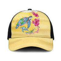 Hawaiian Tropical Plants Turtles Baseball Net Cap Watercolor Style LT03 One Size Black Multicolor - Polynesian Pride