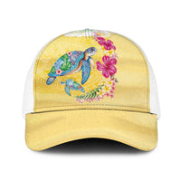 Hawaiian Tropical Plants Turtles Baseball Net Cap Watercolor Style LT03 One Size White Multicolor - Polynesian Pride