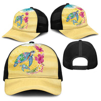Hawaiian Tropical Plants Turtles Baseball Net Cap Watercolor Style LT03 - Polynesian Pride