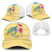Hawaiian Tropical Plants Turtles Baseball Net Cap Watercolor Style LT03 - Polynesian Pride