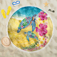 Hawaiian Tropical Plants Turtles Beach Blanket Watercolor Style LT03 One Size 150cm Multicolor - Polynesian Pride