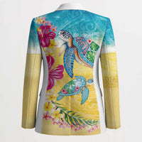 Hawaiian Tropical Plants Turtles Blazer Watercolor Style - Polynesian Pride