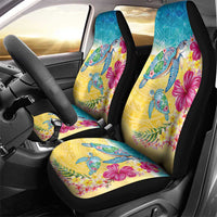 Hawaiian Tropical Plants Turtles Car Seat Cover Watercolor Style - Polynesian Pride