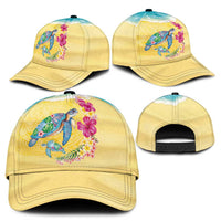 Hawaiian Tropical Plants Turtles Classic Cap Watercolor Style - Polynesian Pride
