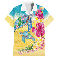 Hawaiian Tropical Plants Turtles Family Matching Puletasi and Hawaiian Shirt Watercolor Style - Polynesian Pride