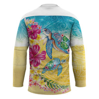 Hawaiian Tropical Plants Turtles Hockey Jersey Watercolor Style LT03 - Polynesian Pride