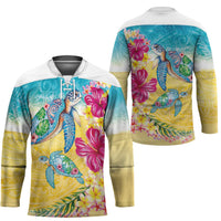 Hawaiian Tropical Plants Turtles Hockey Jersey Watercolor Style LT03 - Polynesian Pride
