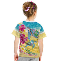 Hawaiian Tropical Plants Turtles Kid T Shirt Watercolor Style LT03 - Polynesian Pride