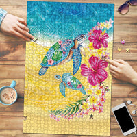 Hawaiian Tropical Plants Turtles Puzzle Watercolor Style - Polynesian Pride