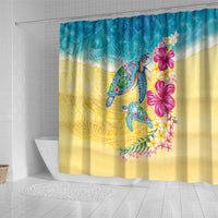 Hawaiian Tropical Plants Turtles Shower Curtain Watercolor Style - Polynesian Pride