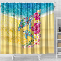Hawaiian Tropical Plants Turtles Shower Curtain Watercolor Style - Polynesian Pride
