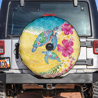 Hawaiian Tropical Plants Turtles Spare Tire Cover Watercolor Style - Polynesian Pride