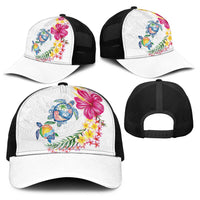Hawaiian Abstract Art Turtles Baseball Net Cap with Plumeria and Hibiscus LT03 - Polynesian Pride