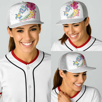 Hawaiian Abstract Art Turtles Baseball Net Cap with Plumeria and Hibiscus LT03 - Polynesian Pride