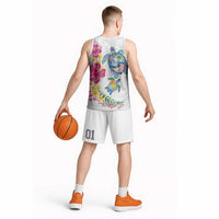 Hawaiian Abstract Art Turtles Basketball Jersey with Plumeria and Hibiscus - Polynesian Pride