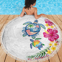 Hawaiian Abstract Art Turtles Beach Blanket with Plumeria and Hibiscus LT03 - Polynesian Pride